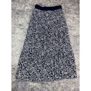 Lavish Women's Size Medium‎ Maxi Skirt Navy/White Floral Tropical Flowy Paisley